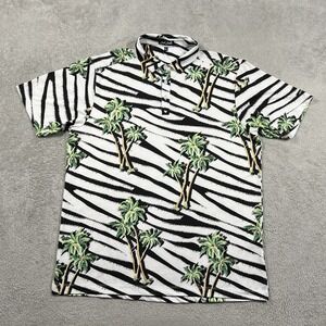 Bad Birdie Polo Shirt Mens XL Golf Summer Safari Zebra Palm Tree Print Golfing